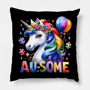 Autism Magical Unicorn Au Some Autism Spectrum Heart Kids Pillow