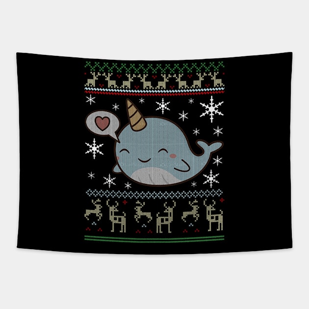 Christmas Ugly Sweater Narwhal Shirt Gift Decorations Tapestry by Danielsmfbb