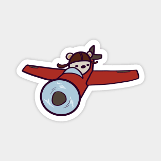 Red Bearoplane Pilot Magnet