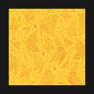 Paisley butterflies yellow-orange T-Shirt