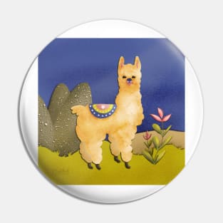 Cute llama in the dark desert night Pin