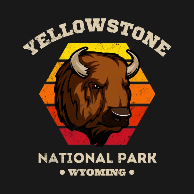 Yellowstone National Park Bison Wyoming Vintage by Foxxy Merch