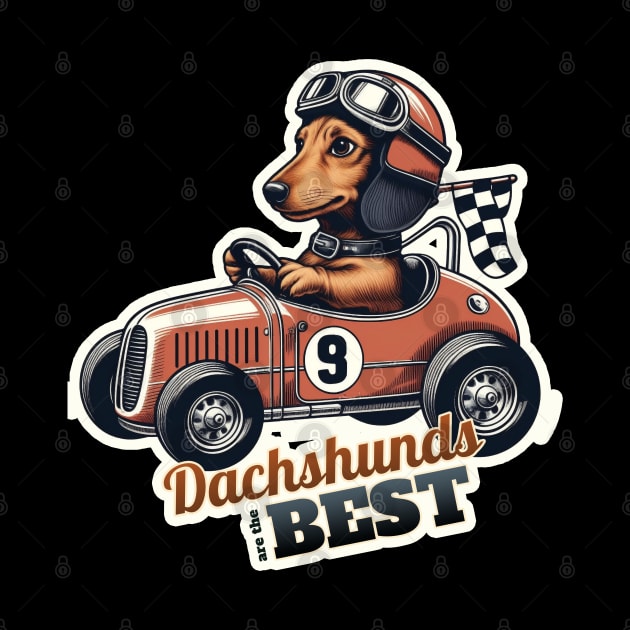 Car racer Dachshund by k9-tee