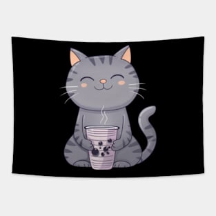 Cat's Boba Craze Tapestry