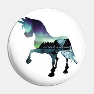 Nightsky aurora borealis unicorn Pin