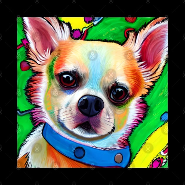 Chihuahua Dog Rainbow Painting by KayBee Gift Shop