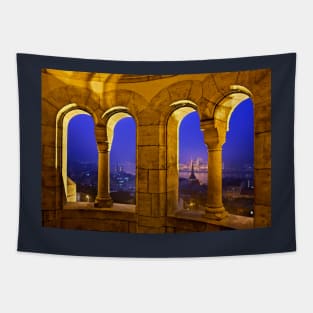 Night view of Budapest and Danube river. Tapestry