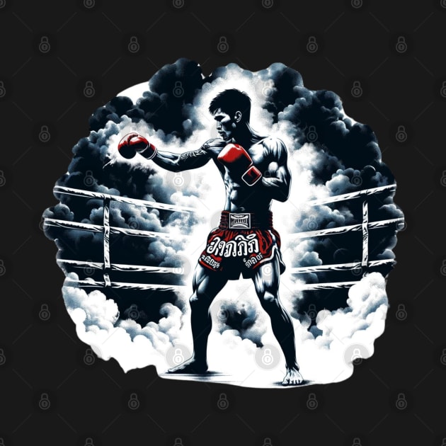 Muay Thai Boxer in the Fog of Battle by Muay Thai Merch