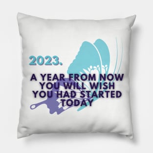 January 2023. Motivational saying. Pillow