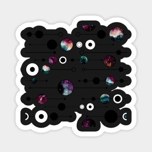 Watercolor Little Circles with Outer Space Texture Magnet