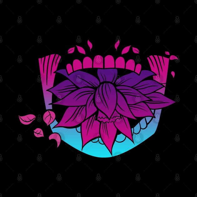 Sugar Skull with Coca Leaves Yoga Lotus Vaporwave by aaallsmiles