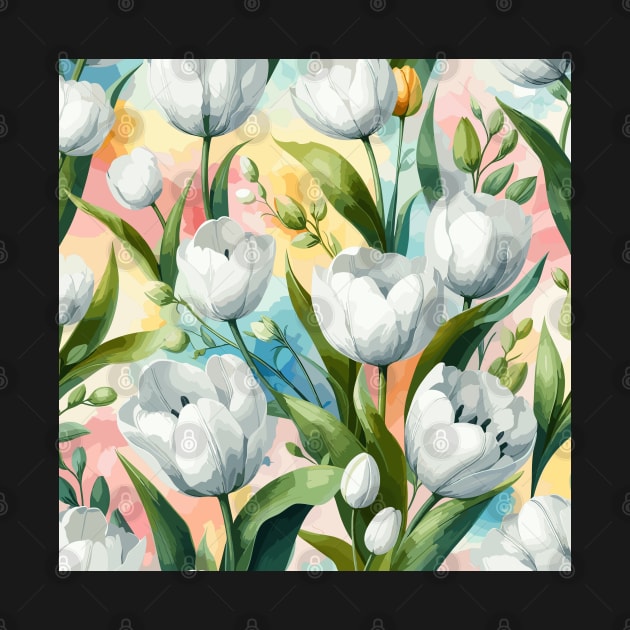 White Tulip Flowers by Jenni Arts