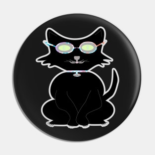 Retro Kitty. A cute black cat with cool hipster vibes. Funky design for cat people! Pin