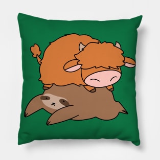 Sloth and Little Highland Cow Pillow