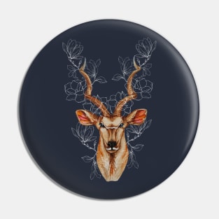 Watercolor Kudu and Magnolia Pin