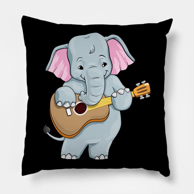 Cute elephant is playing the guitar Pillow by Markus Schnabel