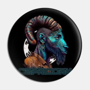 Black Capricorn Zodiac Sign Man Pin