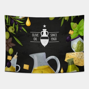 Olives oil blackboard Tapestry