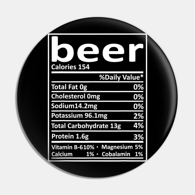 Beer Nutrition Thanksgiving Costume Food Facts Xmas Gifts Pin by FONSbually