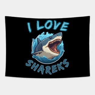 I Love Sharks Fisher gift Tapestry