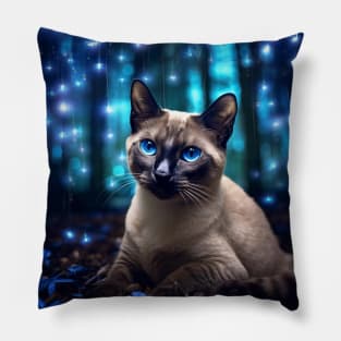 Siamese In Enchanted Forest Pillow