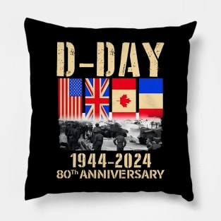 D-Day 2024, Normandy Landings 80th Anniversary 1944-2024 UK Flag Pillow