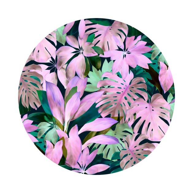 Tropical Night Magenta & Emerald Jungle by micklyn