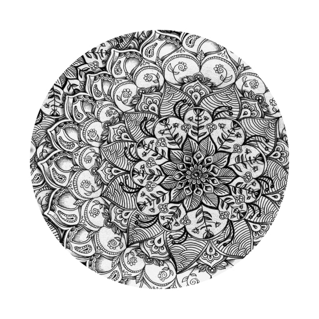 Shades of Grey - mono floral doodle by micklyn