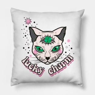 Lucky Charm White Cat Pillow