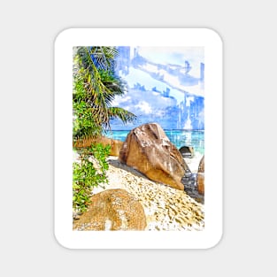 Seychelles Beach Rock Marker Sketch Magnet