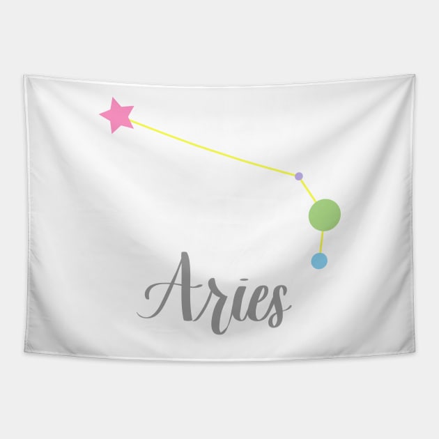 Aries Zodiac Constellation in Pastels Tapestry by Kelly Gigi