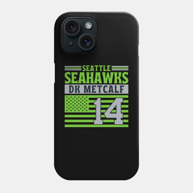 Seattle Seahawks Metcalf 14 American Flag Football Phone Case by Astronaut.co