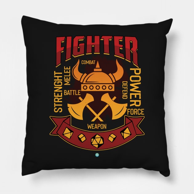 Fighter Tabletop Class Pen and Paper DnD Gift Pillow by woormle