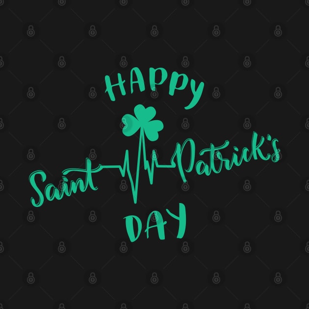 Happy St Patricks Day Heartbeat pulse Shamrock by Sal71