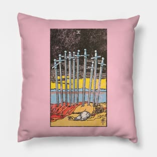 Ten of swords tarot card (distressed) Pillow