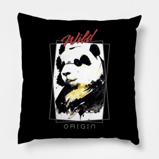 Panda Bear Wild Nature Free Spirit Art Brush Painting Pillow