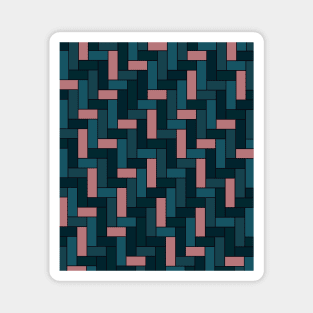 Geometric Tiles in Green, Teal and Pink Magnet