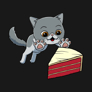Exotic Shorthair Cat excited to eat Red Velvet Cake T-Shirt