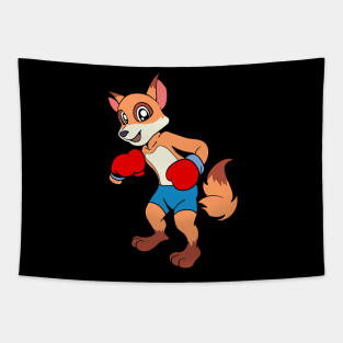 With boxing gloves in boxing ring - cartoon fox boxer Tapestry