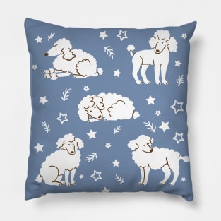 White Poodle Pattern Pillow