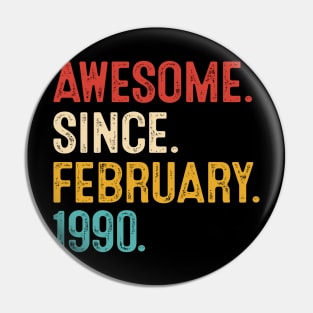 vintage february 1990 birthday Pin