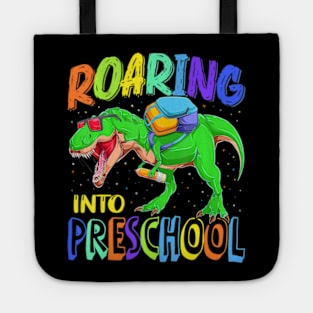 Roaring Into Preschool Dinosaur T Rex Back To School Boys Tote