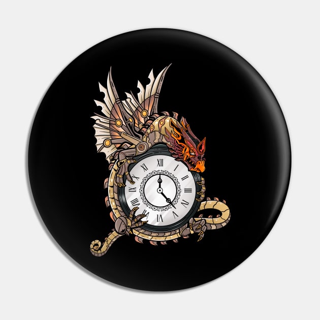 The Steam-Powered Dragon - Steampunk Fantasy Art Pin by Holymayo Tee