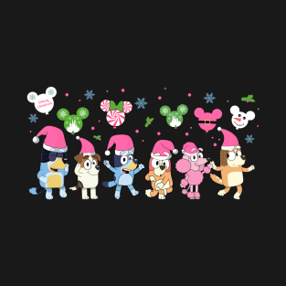 Merry Christmas 2023 - Pink Bluey Dog Funny T-Shirt