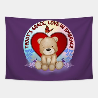 Cute Teddy bear with butterflies and Valentine's love Tapestry