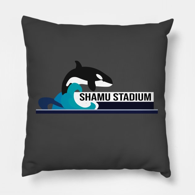 Shamu Stadium Sign Pillow by Realm of the Sea