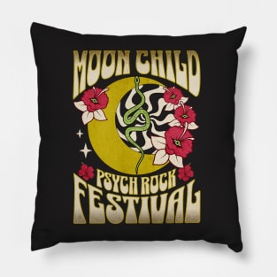 Hippie moon child retro psychedelic groovy design Pillow