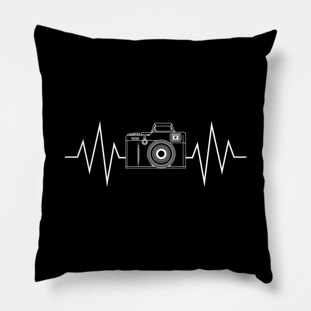 Camera Photography Heartbeat Photographers Pillow by theperfectpresents