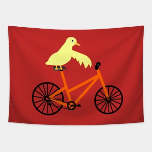 Duck On A Orange Bicycle Tapestry