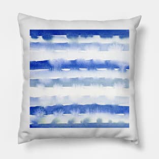 Abstract Watercolor Stripes in Blue Pillow